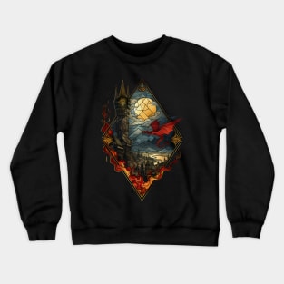 The Dragon's Rage - Diamond Frame - Stained Glass - Fantasy Crewneck Sweatshirt